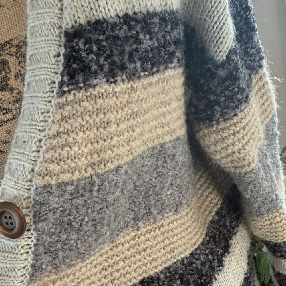 BKE Cozy Striped Cardigan - Black, Gray, Cream - Picture 4 of 6